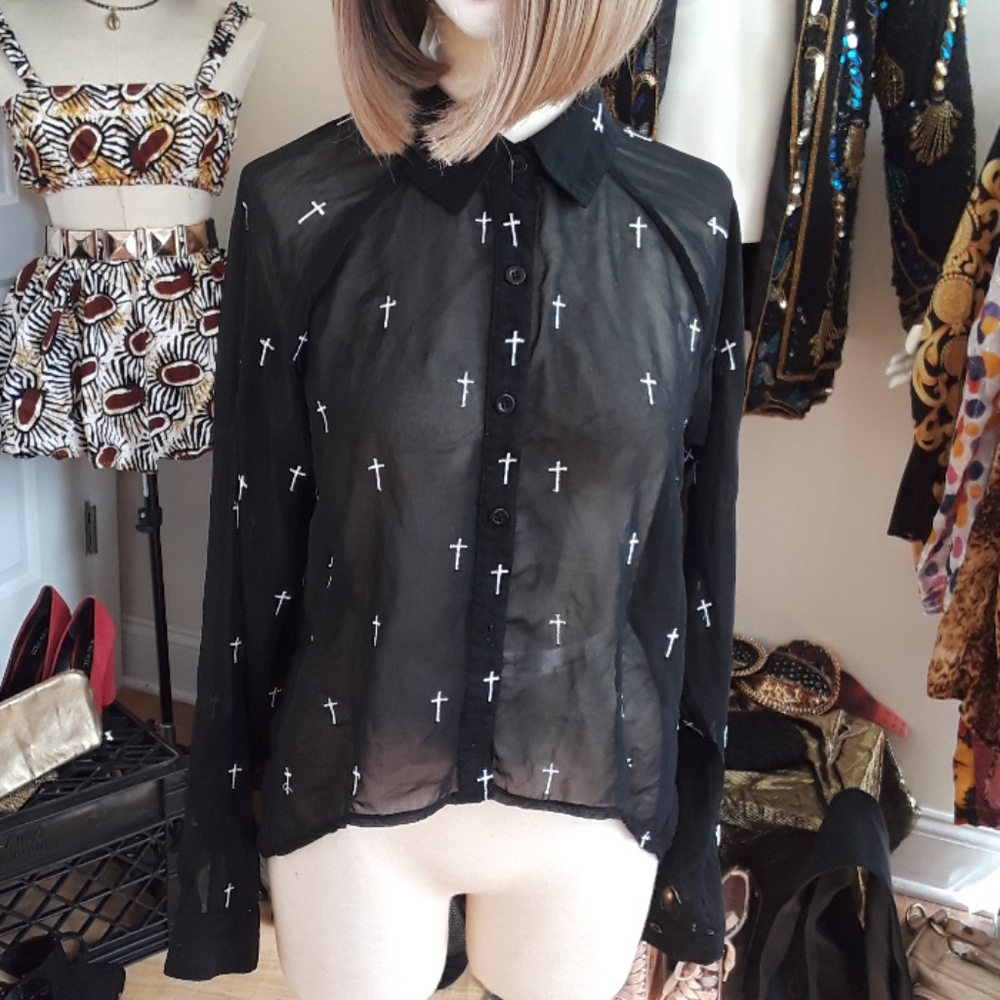 Black sheer blouse